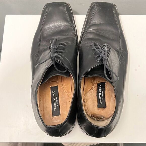Pronto Uomo Men\'s Black Square Toe Lace Up Leather Oxford Shoes Size 10 main image 9